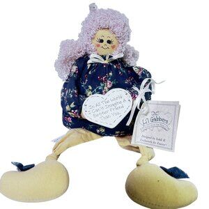 Vtg Lil Gabbers Shelf Sitter Doll With Heart Message Floral Dress Note to Friend